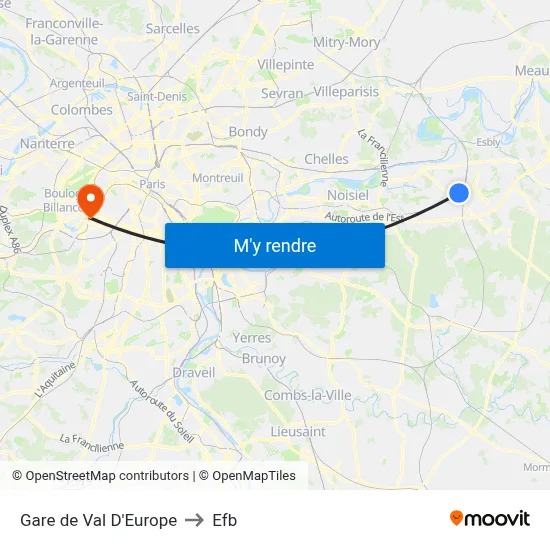 Gare de Val D'Europe to Efb map
