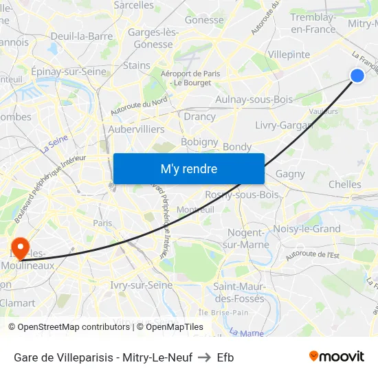 Gare de Villeparisis - Mitry-Le-Neuf to Efb map
