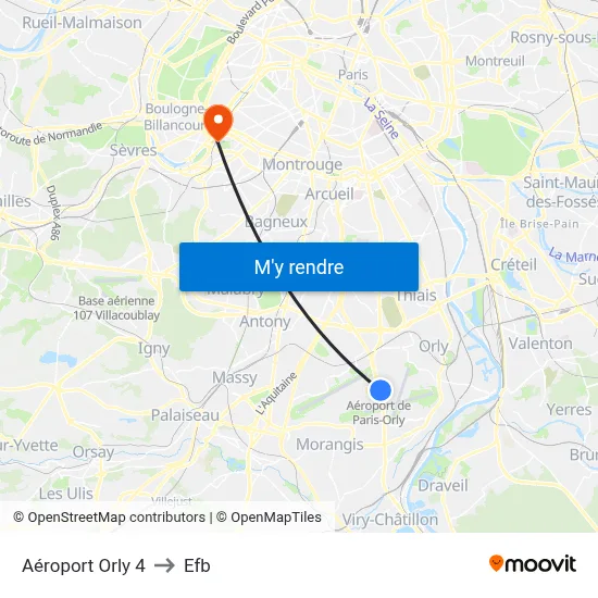 Aéroport Orly 4 to Efb map