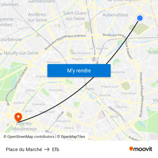 Place du Marché to Efb map