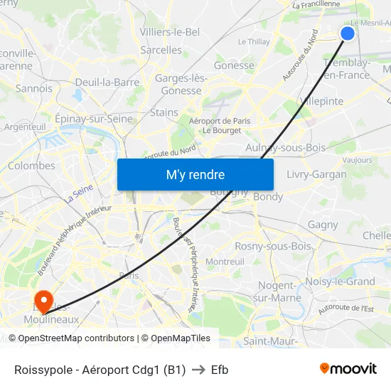 Roissypole - Aéroport Cdg1 (B1) to Efb map