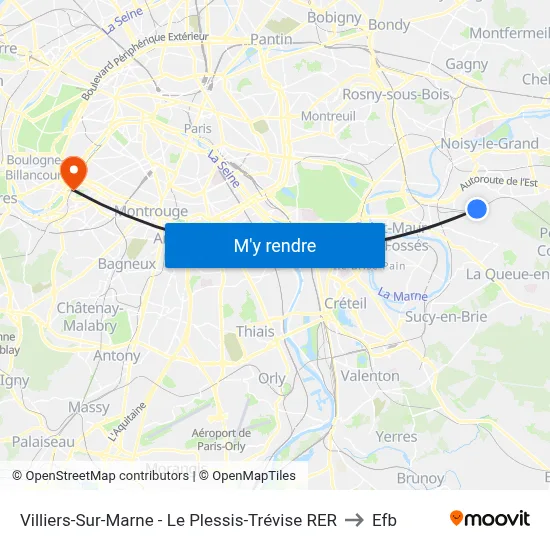 Villiers-Sur-Marne - Le Plessis-Trévise RER to Efb map