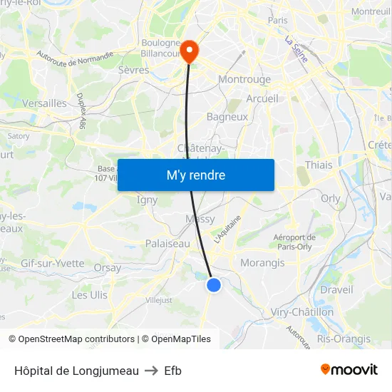 Hôpital de Longjumeau to Efb map