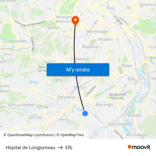Hôpital de Longjumeau to Efb map