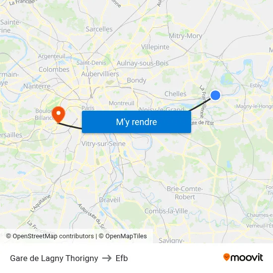 Gare de Lagny Thorigny to Efb map