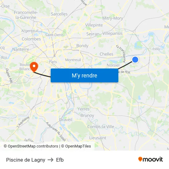 Piscine de Lagny to Efb map