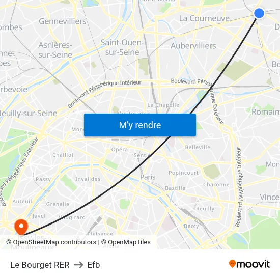 Le Bourget RER to Efb map