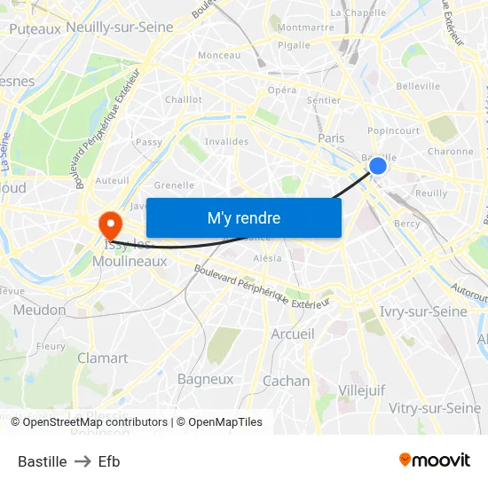 Bastille to Efb map