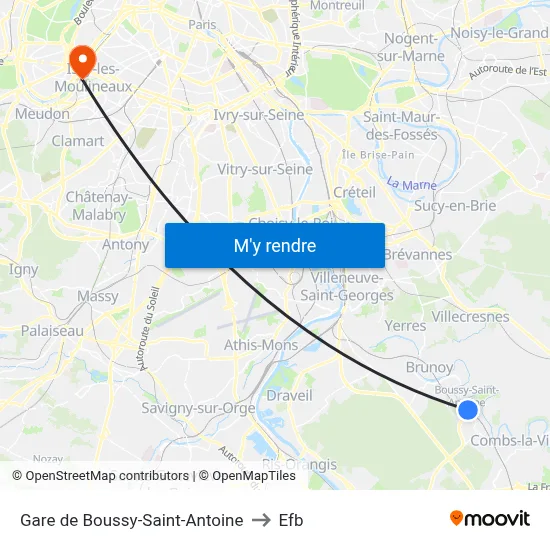 Gare de Boussy-Saint-Antoine to Efb map
