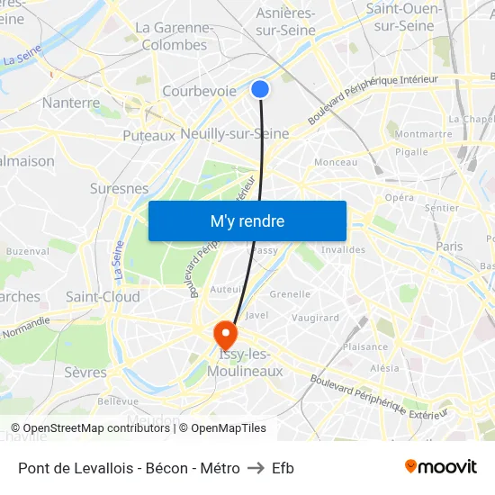 Pont de Levallois - Bécon - Métro to Efb map