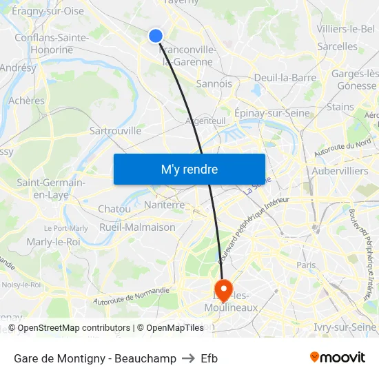 Gare de Montigny - Beauchamp to Efb map
