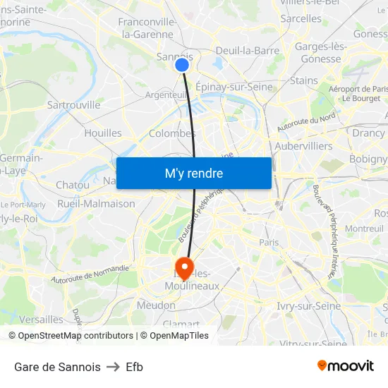 Gare de Sannois to Efb map