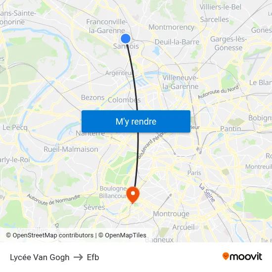 Lycée Van Gogh to Efb map