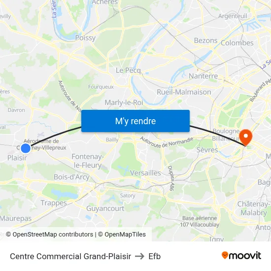 Centre Commercial Grand-Plaisir to Efb map