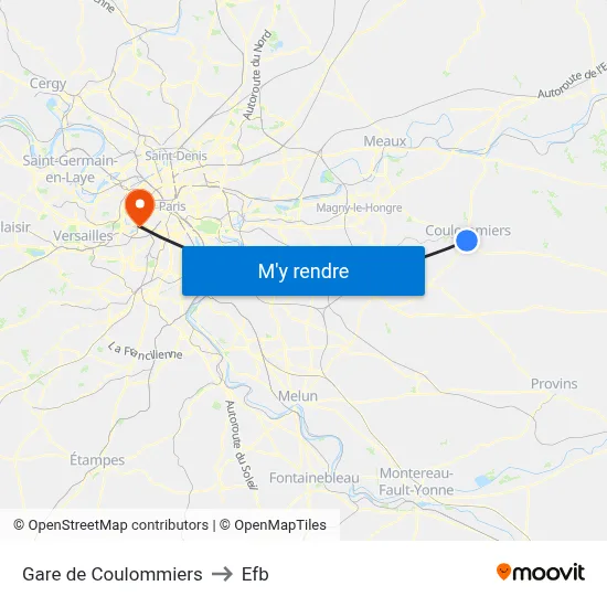 Gare de Coulommiers to Efb map