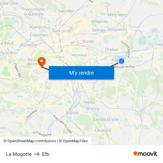 La Mogotte to Efb map