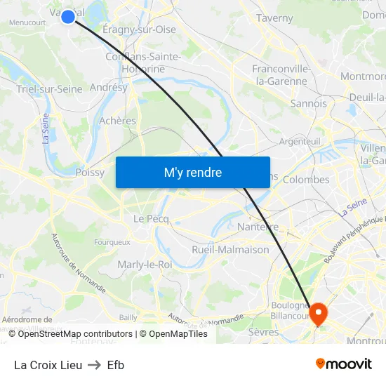 La Croix Lieu to Efb map