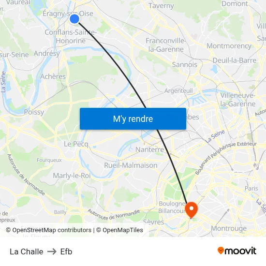 La Challe to Efb map