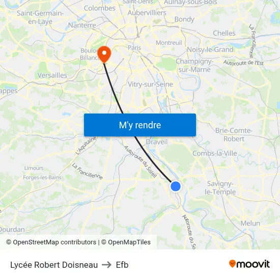 Lycée Robert Doisneau to Efb map