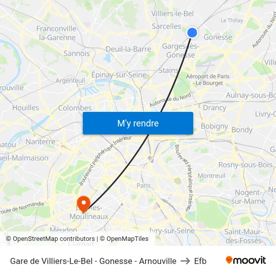 Gare de Villiers-Le-Bel - Gonesse - Arnouville to Efb map