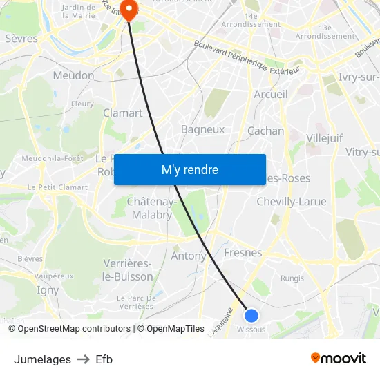 Jumelages to Efb map