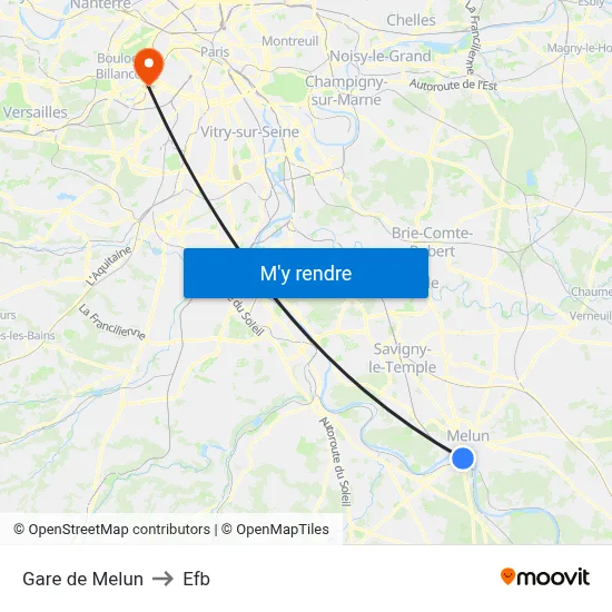 Gare de Melun to Efb map