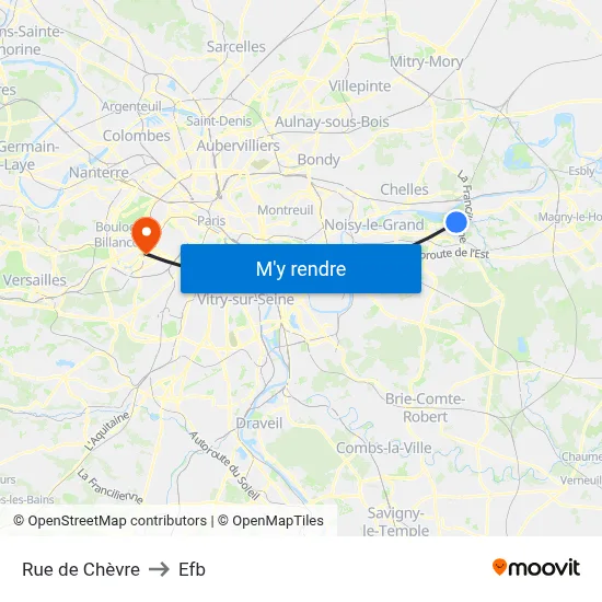 Rue de Chèvre to Efb map