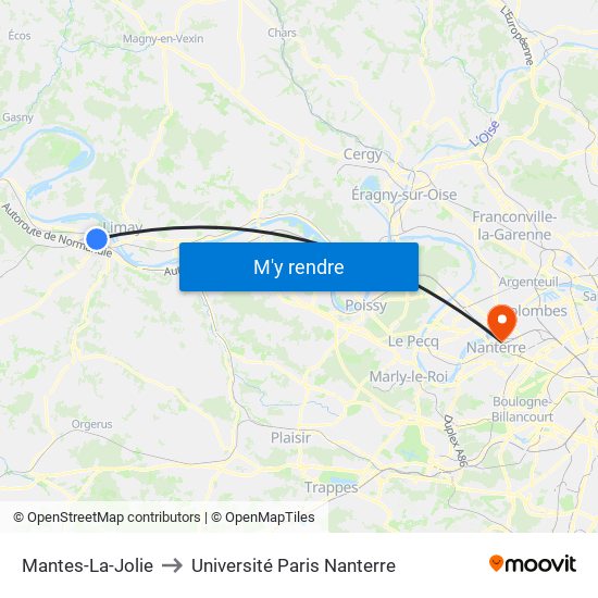 Mantes-La-Jolie to Université Paris Nanterre map