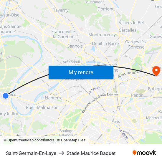 Saint-Germain-En-Laye to Stade Maurice Baquet map