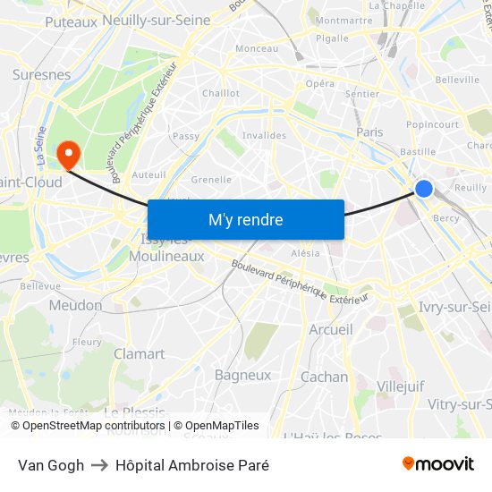 Gare de Lyon - Van Gogh to Hôpital Ambroise Paré map