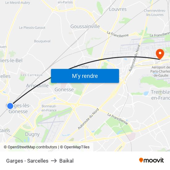 Garges - Sarcelles to Baikal map
