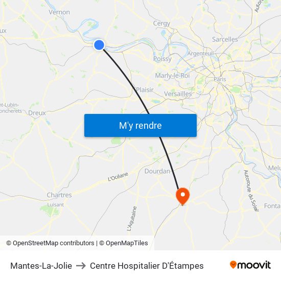 Mantes-La-Jolie to Centre Hospitalier D'Étampes map