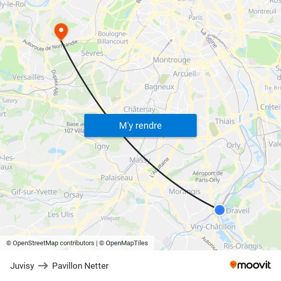 Juvisy to Pavillon Netter map