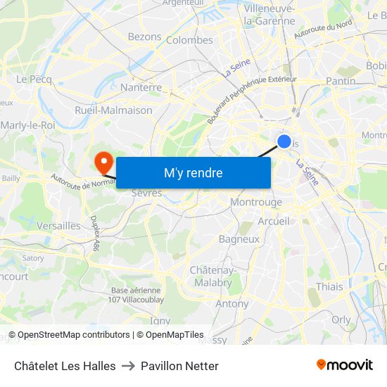 Châtelet Les Halles to Pavillon Netter map