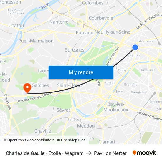 Charles de Gaulle - Étoile - Wagram to Pavillon Netter map