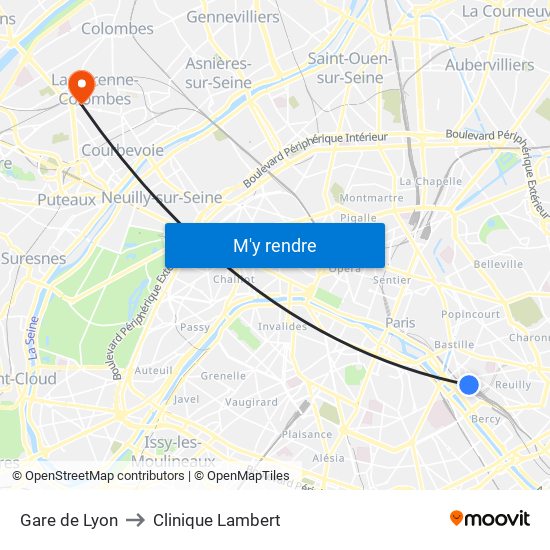 Gare de Lyon to Clinique Lambert map