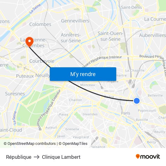 République to Clinique Lambert map