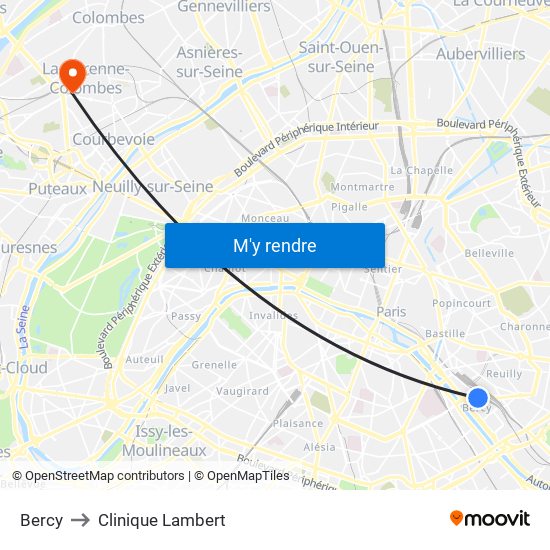 Bercy to Clinique Lambert map