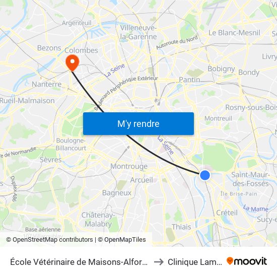 École Vétérinaire de Maisons-Alfort - Métro to Clinique Lambert map