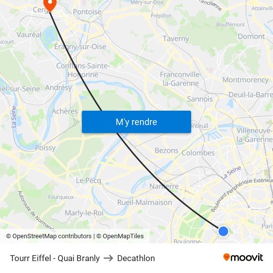 Tourr Eiffel - Quai Branly to Decathlon map