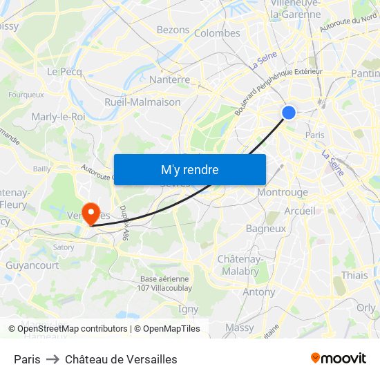 Paris to Château de Versailles map