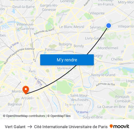 Vert Galant to Cité Internationale Universitaire de Paris map