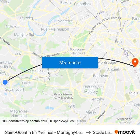 Saint-Quentin En Yvelines - Montigny-Le-Bretonneux to Stade Lénine map