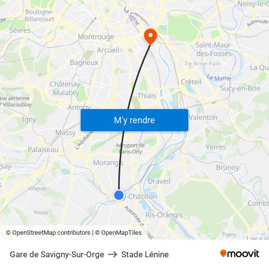 Gare de Savigny-Sur-Orge to Stade Lénine map