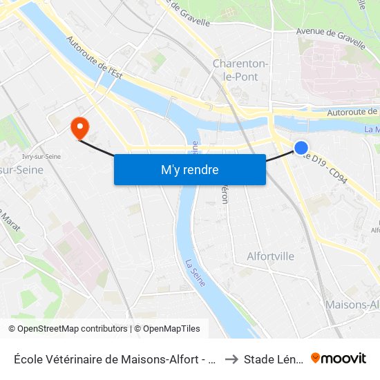 École Vétérinaire de Maisons-Alfort - Métro to Stade Lénine map