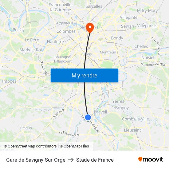 Gare de Savigny-Sur-Orge to Stade de France map