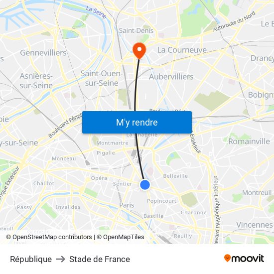 République to Stade de France map