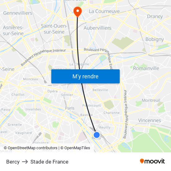 Bercy to Stade de France map