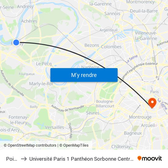 Poissy to Université Paris 1 Panthéon Sorbonne Centre René-Cassin map