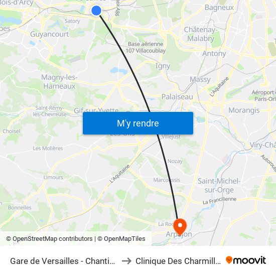 Gare de Versailles - Chantiers to Clinique Des Charmilles map